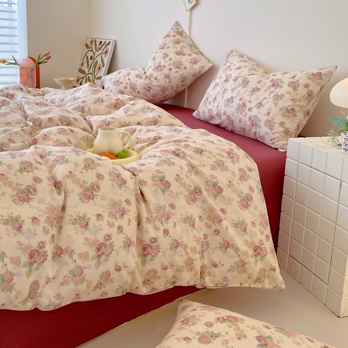 91家纺网 家纺一手货源 找家纺 于果 2025新款全棉双层纱四件套第四批 蒂芙娜