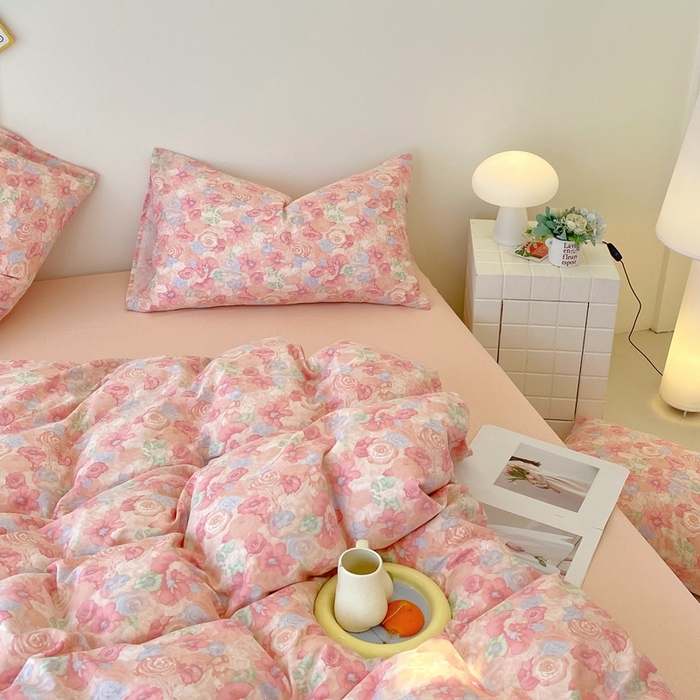 91家纺网 家纺一手货源 找家纺 于果 2025新款全棉双层纱四件套第四批 花汀