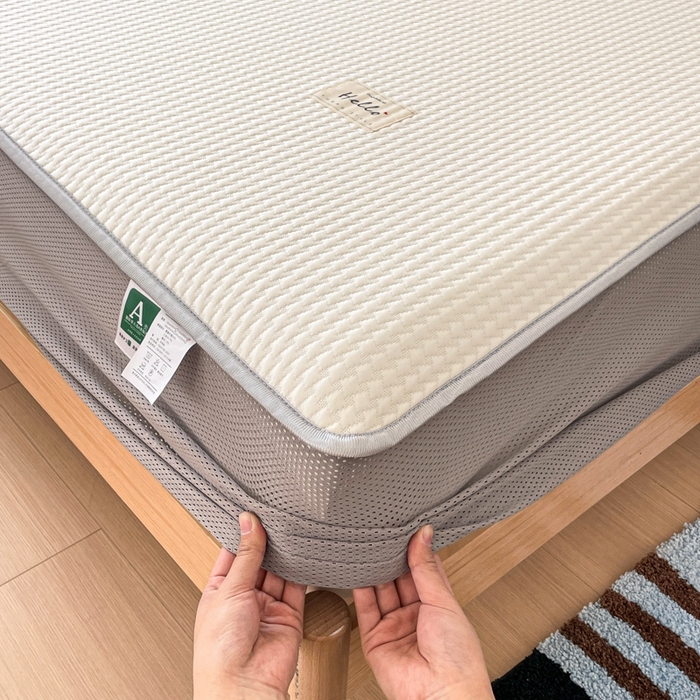 91家纺网 家纺一手货源 找家纺 吉象2025新款A类床笠款软凉席 饼干格象牙白