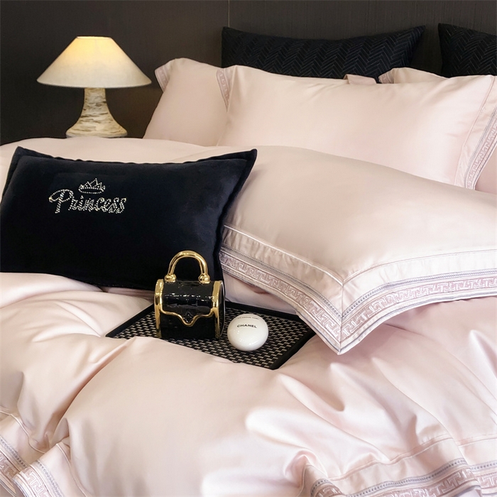 91家纺网 家纺一手货源 找家纺 2025新款全棉长绒棉刺绣四件套-迷宫 迷宫-粉