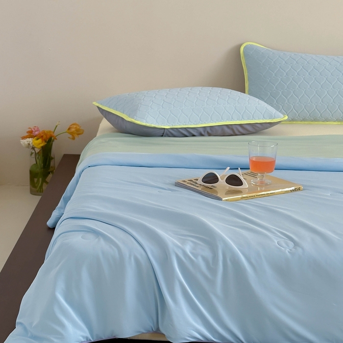 91家纺网 家纺一手货源 找家纺 顾里2025新款冰皮抗菌凉感被 冻海绿果