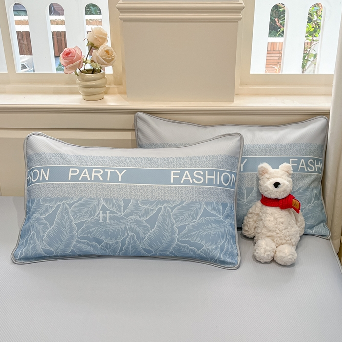 91家纺网 家纺一手货源 找家纺 星座家纺 2025新款斜纹提花凉感丝凉席床笠款三件套 床笠-叶之语-蓝