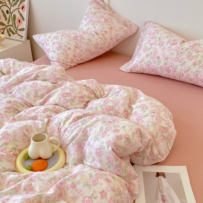 91家纺网 家纺一手货源 找家纺 于果 2025新款全棉双层纱四件套第四批 欧若拉