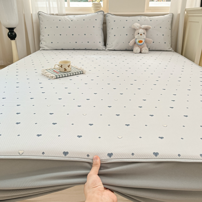 91家纺网 家纺一手货源 找家纺 星座家纺 2025新款斜纹提花凉感丝凉席床笠款三件套 床笠-小幸运