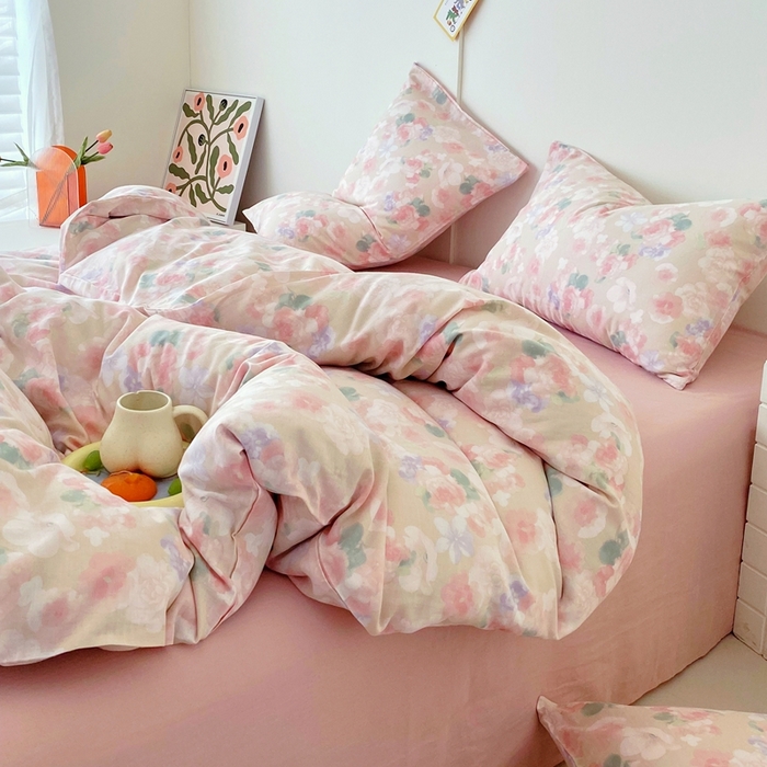 91家纺网 家纺一手货源 找家纺 于果 2025新款全棉双层纱四件套第四批 潮汐月影