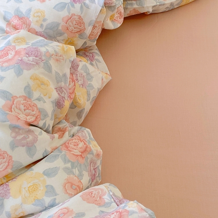 91家纺网 家纺一手货源 找家纺 于果 2025新款全棉双层纱四件套第四批 春色