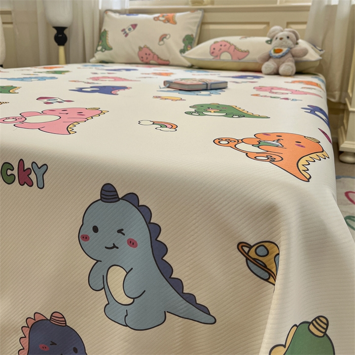 91家纺网 家纺一手货源 找家纺 星座家纺 2025新款斜纹提花凉感丝凉席床单款三件套 七彩龙