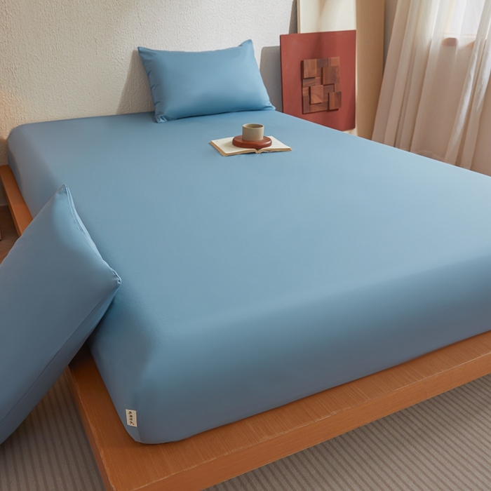 91家纺网 家纺一手货源 找家纺 衿成家纺 2025新款全棉13372喷气防水床笠5面全包防水不渗漏-单床笠 清雅蓝