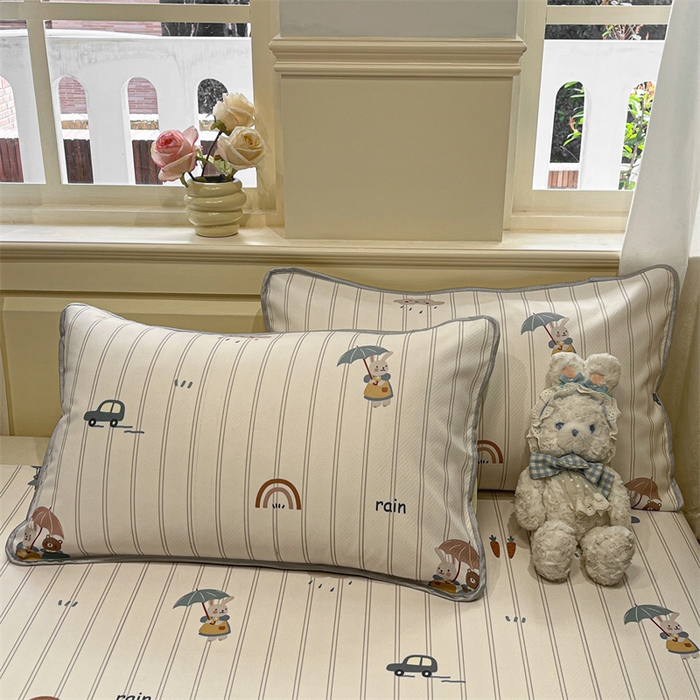 91家纺网 家纺一手货源 找家纺 星座家纺 2025新款斜纹提花凉感丝凉席床单款三件套 悠悠小元