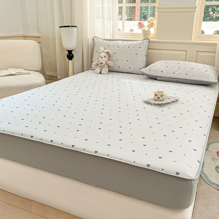 91家纺网 家纺一手货源 找家纺 星座家纺 2025新款斜纹提花凉感丝凉席床笠款三件套 床笠-小幸运