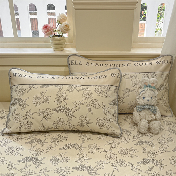 91家纺网 家纺一手货源 找家纺 星座家纺 2025新款斜纹提花凉感丝凉席床单款三件套 午后茶花