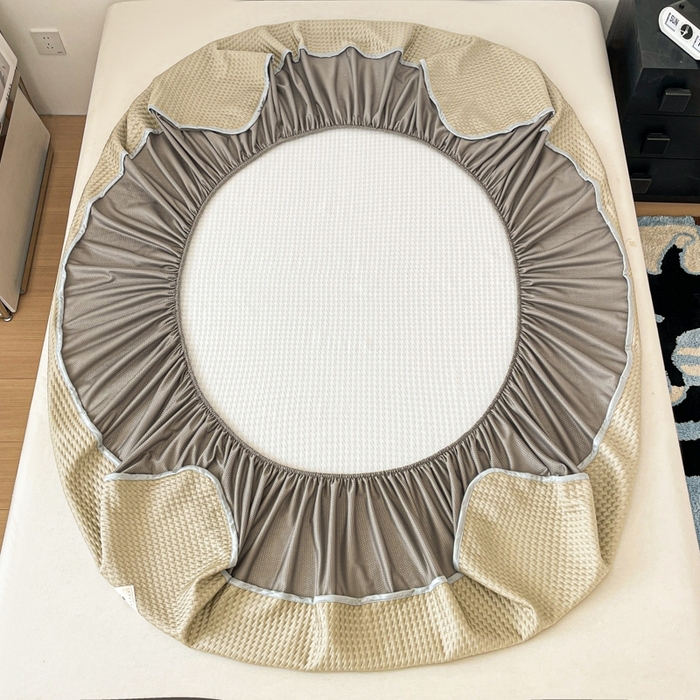 91家纺网 家纺一手货源 找家纺 吉象2025新款A类床笠款软凉席 饼干格香槟