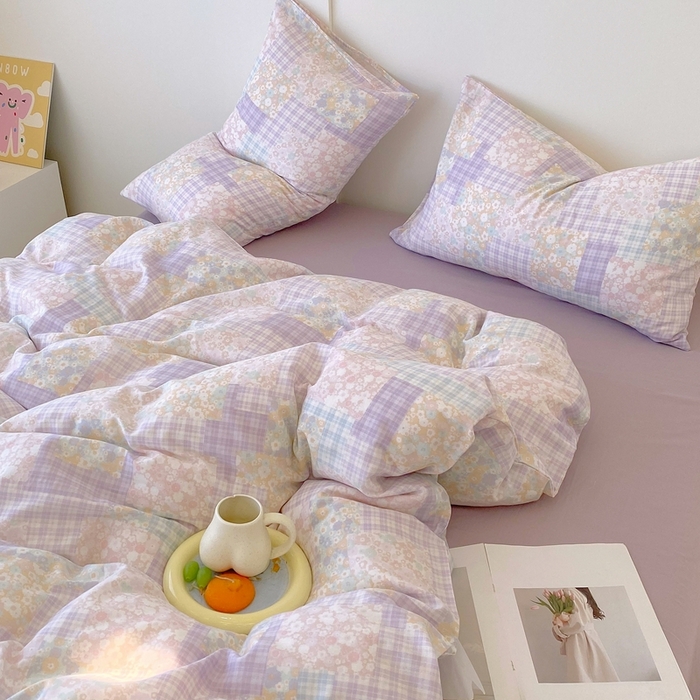 91家纺网 家纺一手货源 找家纺 于果 2025新款全棉双层纱四件套第四批 山花浪漫