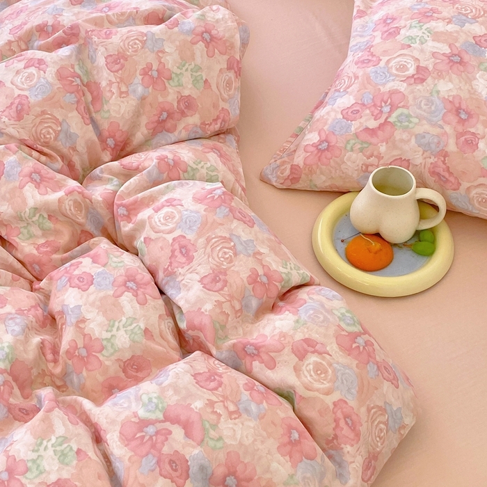 91家纺网 家纺一手货源 找家纺 于果 2025新款全棉双层纱四件套第四批 花汀