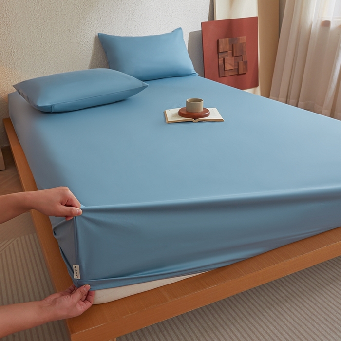 91家纺网 家纺一手货源 找家纺 衿成家纺 2025新款全棉13372喷气防水床笠5面全包防水不渗漏-单床笠 清雅蓝