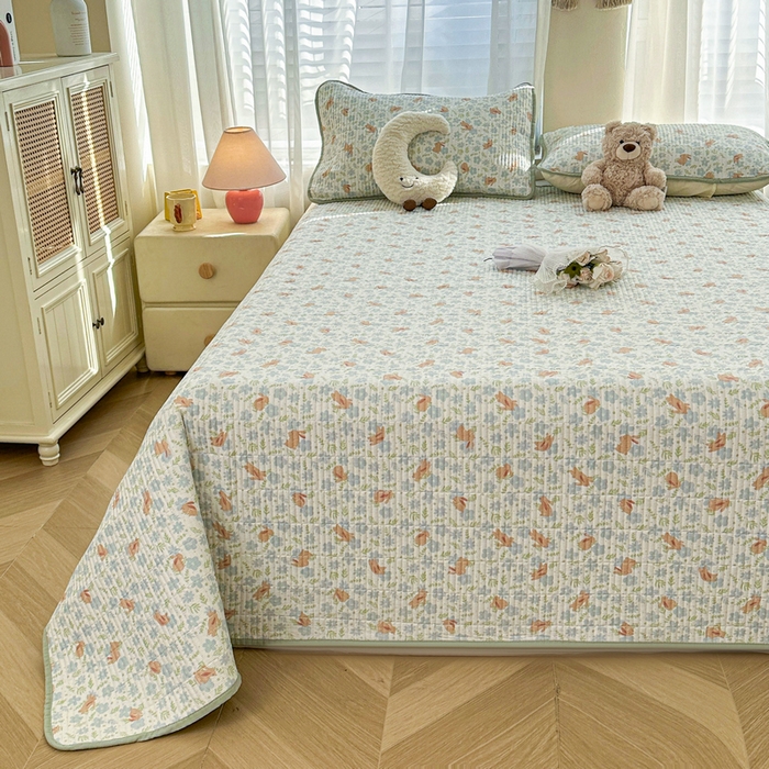 91家纺网 家纺一手货源 找家纺 梵朴 2025新款跑量款纯棉印花床盖三件套 玉兔