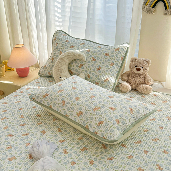 91家纺网 家纺一手货源 找家纺 梵朴 2025新款跑量款纯棉印花床盖三件套 玉兔