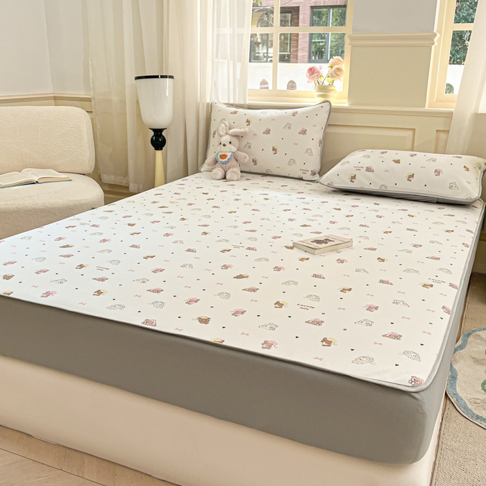 91家纺网 家纺一手货源 找家纺 星座家纺 2025新款斜纹提花凉感丝凉席床笠款三件套 床笠-游园会