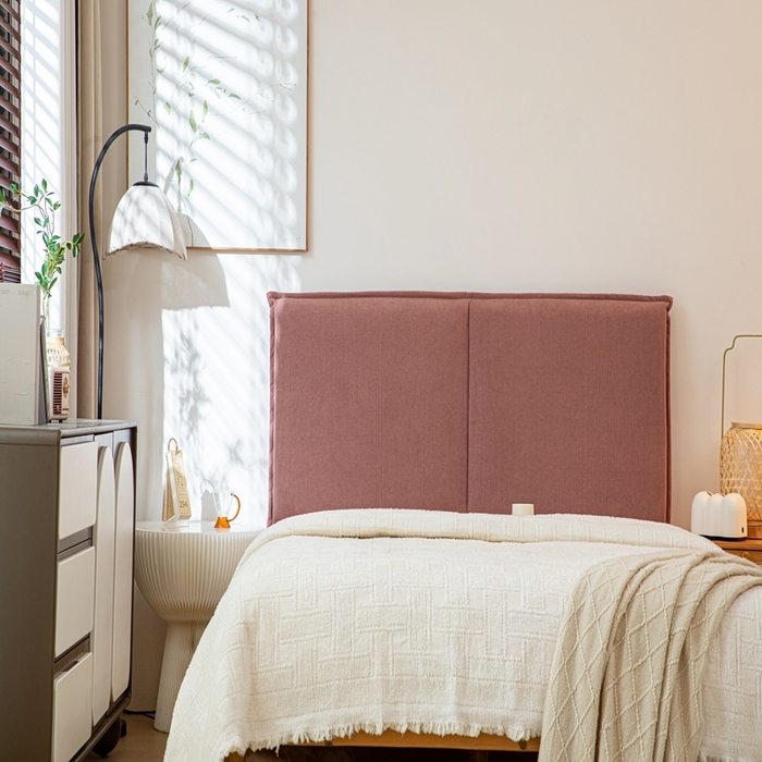91家纺网 家纺一手货源 找家纺 沐沐家纺 2026新款灯芯绒床头平板大靠背 胭脂粉