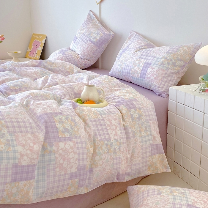 91家纺网 家纺一手货源 找家纺 于果 2025新款全棉双层纱四件套第四批 山花浪漫