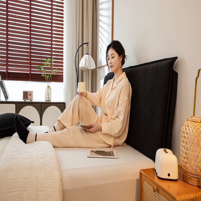 91家纺网 家纺一手货源 找家纺 沐沐家纺 2026新款灯芯绒床头平板大靠背 黑色