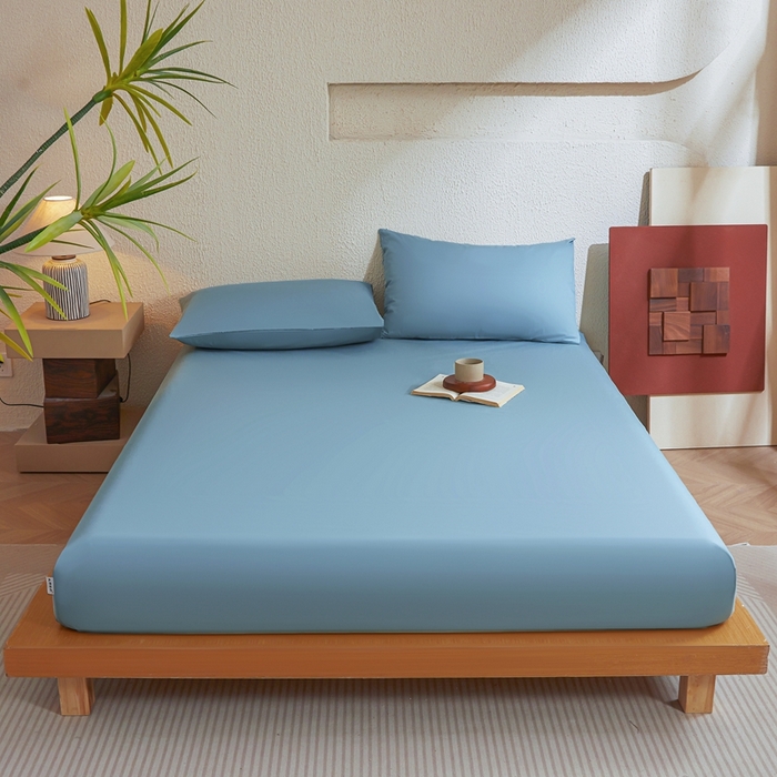 91家纺网 家纺一手货源 找家纺 衿成家纺 2025新款全棉13372喷气防水床笠5面全包防水不渗漏-单床笠 清雅蓝