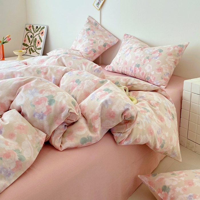 91家纺网 家纺一手货源 找家纺 于果 2025新款全棉双层纱四件套第四批 潮汐月影