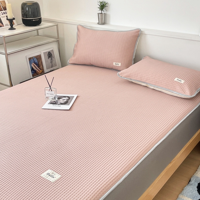 91家纺网 家纺一手货源 找家纺 吉象2025新款A类床笠款软凉席 饼干格藕粉