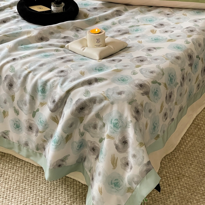 91家纺网 家纺一手货源 找家纺 顾里2025新款天丝莱赛尔夏被 花岛入梦蓝