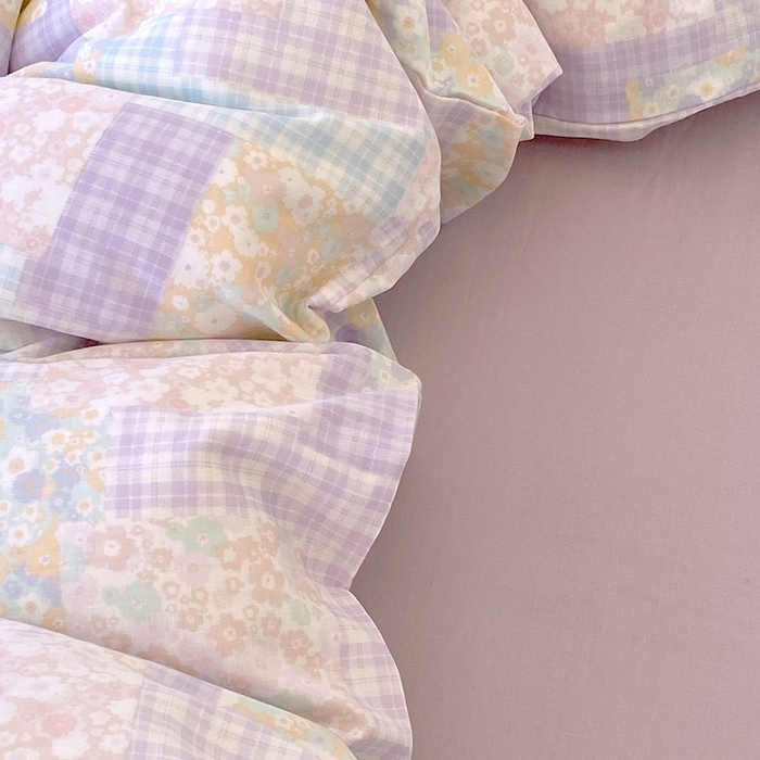 91家纺网 家纺一手货源 找家纺 于果 2025新款全棉双层纱四件套第四批 山花浪漫