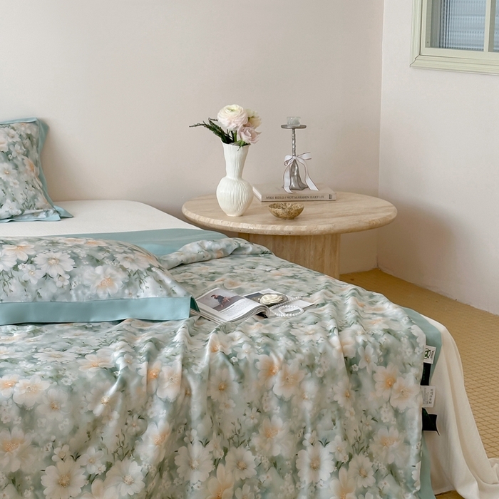 91家纺网 家纺一手货源 找家纺 顾里2025新款天丝莱赛尔夏被 薄荷微光