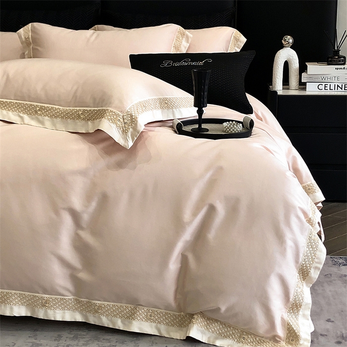 91家纺网 家纺一手货源 找家纺 2025新款全棉长绒棉刺绣四件套-迪克斯 迪克斯-粉