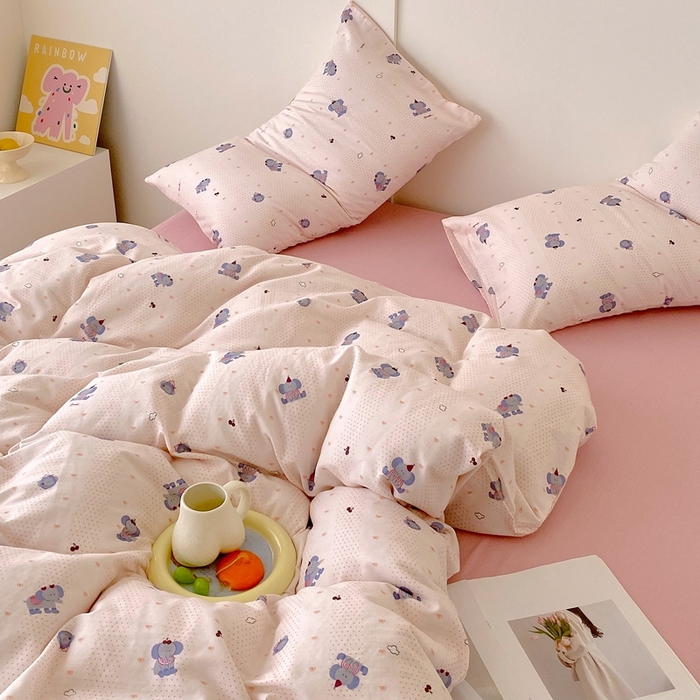 91家纺网 家纺一手货源 找家纺 于果 2025新款全棉双层纱四件套第四批 嘟嘟象