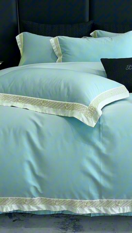 91家纺网 家纺一手货源 找家纺 2025新款全棉长绒棉刺绣四件套-迪克斯 迪克斯-绿