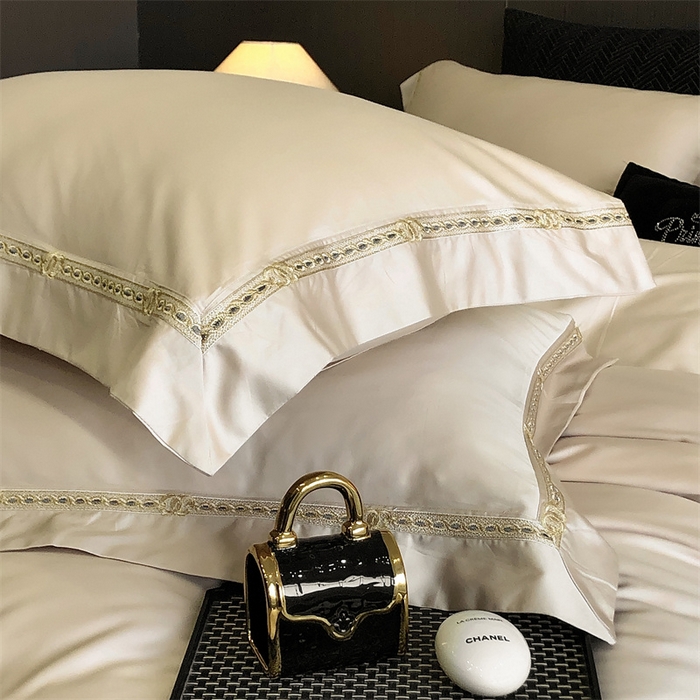 91家纺网 家纺一手货源 找家纺 2025新款全棉长绒棉刺绣四件套-慕研 慕研-香槟