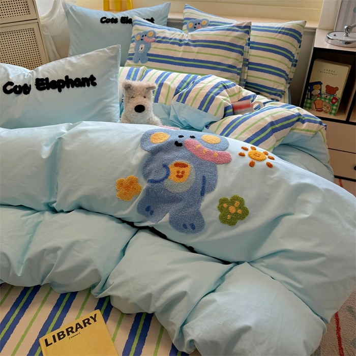 91家纺网 家纺一手货源 找家纺 启程2025全棉13372毛巾绣四件套 贝斯象