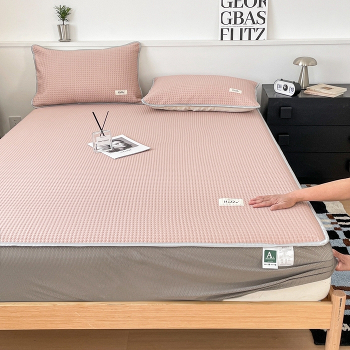 91家纺网 家纺一手货源 找家纺 吉象2025新款A类床笠款软凉席 饼干格藕粉