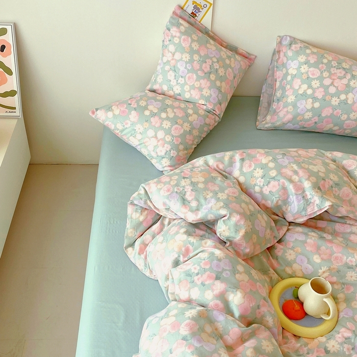 91家纺网 家纺一手货源 找家纺 于果 2025新款全棉双层纱四件套第四批 手捧玫瑰