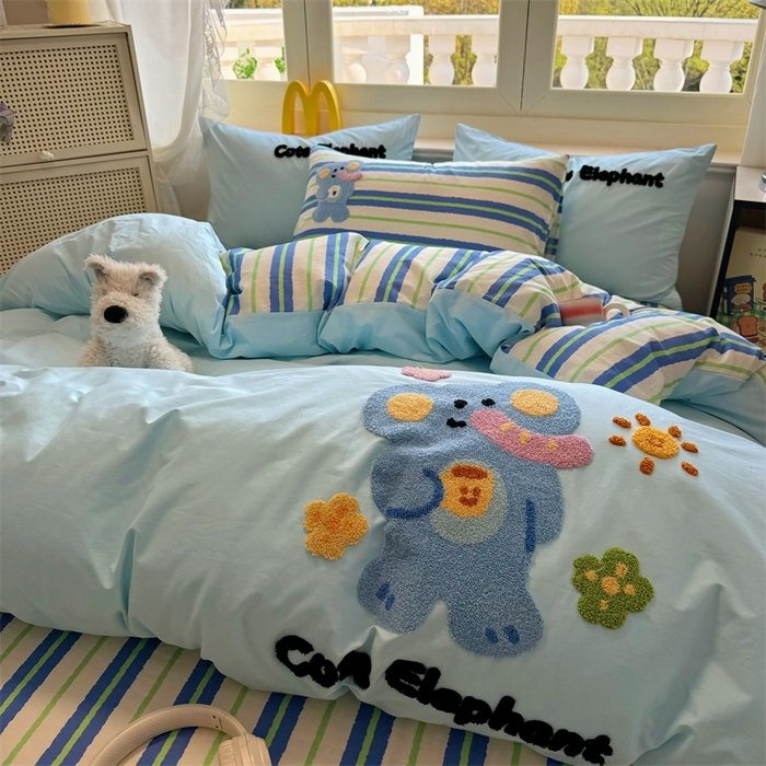 91家纺网 家纺一手货源 找家纺 启程2025全棉13372毛巾绣四件套 贝斯象