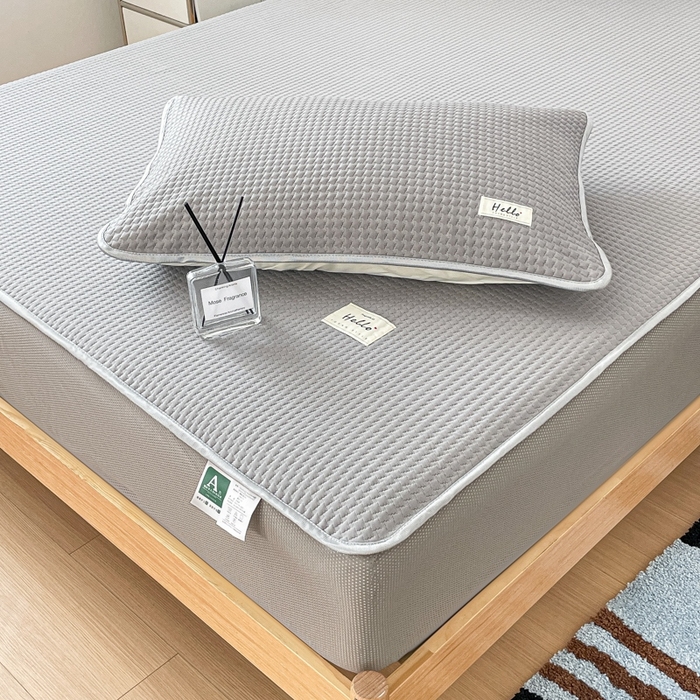 91家纺网 家纺一手货源 找家纺 吉象2025新款A类床笠款软凉席 饼干格高级灰