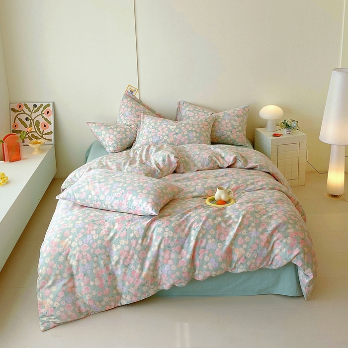 91家纺网 家纺一手货源 找家纺 于果 2025新款全棉双层纱四件套第四批 手捧玫瑰