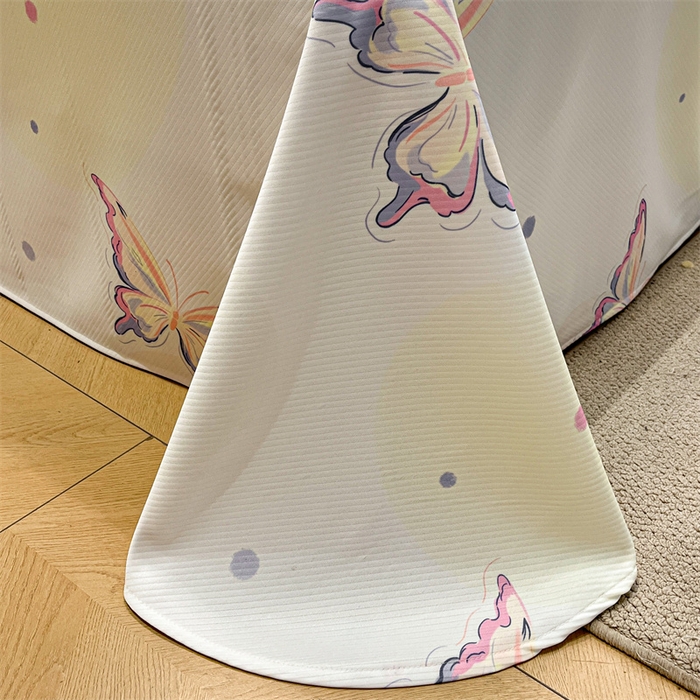 91家纺网 家纺一手货源 找家纺 星座家纺 2025新款斜纹提花凉感丝凉席床单款三件套 彩蝶