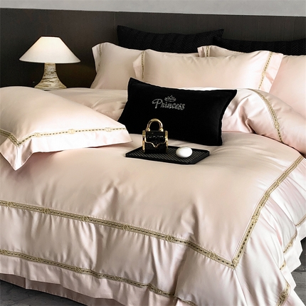 2025新款全棉长绒棉刺绣四件套-慕研 慕研-粉玉