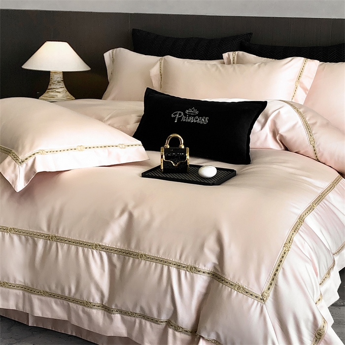 91家纺网 家纺一手货源 找家纺 2025新款全棉长绒棉刺绣四件套-慕研 慕研-粉玉