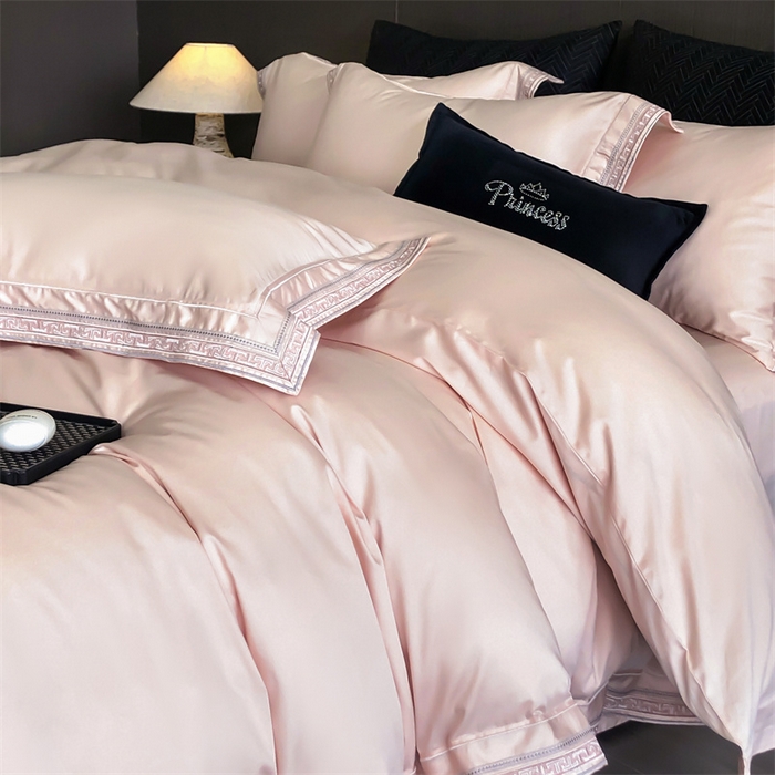 91家纺网 家纺一手货源 找家纺 2025新款全棉长绒棉刺绣四件套-迷宫 迷宫-粉