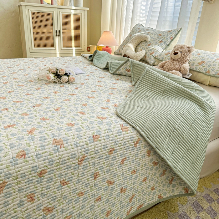 91家纺网 家纺一手货源 找家纺 梵朴 2025新款跑量款纯棉印花床盖三件套 玉兔