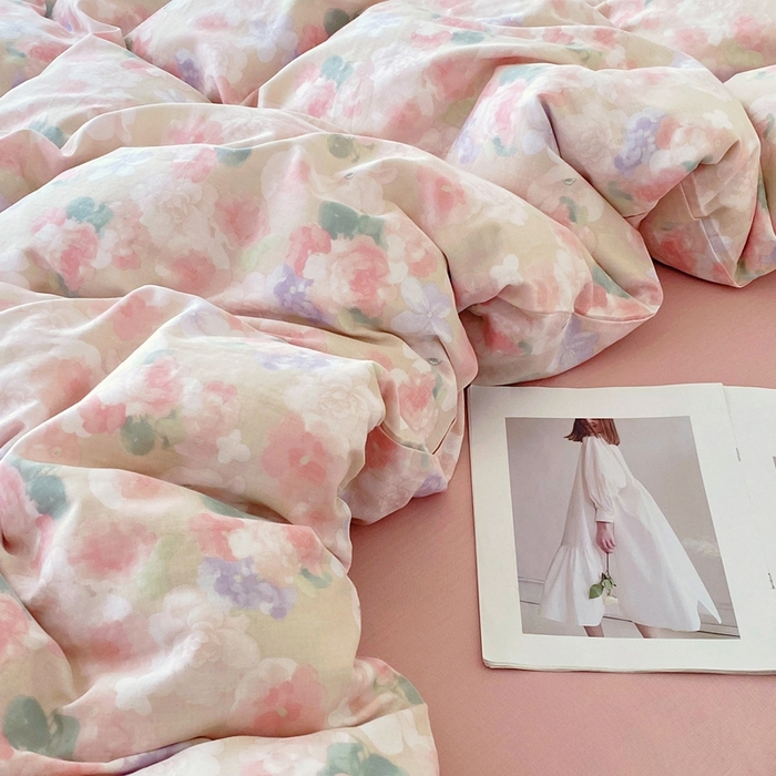 91家纺网 家纺一手货源 找家纺 于果 2025新款全棉双层纱四件套第四批 潮汐月影