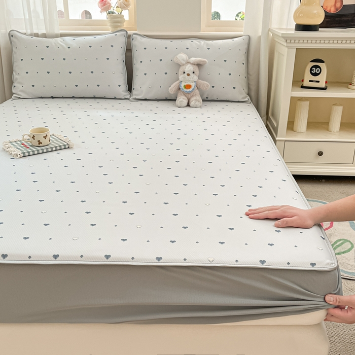 91家纺网 家纺一手货源 找家纺 星座家纺 2025新款斜纹提花凉感丝凉席床笠款三件套 床笠-小幸运