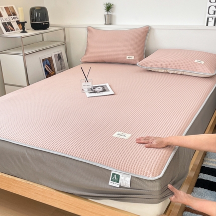 91家纺网 家纺一手货源 找家纺 吉象2025新款A类床笠款软凉席 饼干格藕粉