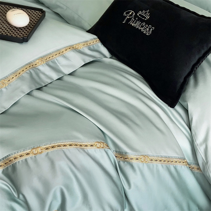 91家纺网 家纺一手货源 找家纺 2025新款全棉长绒棉刺绣四件套-慕研 慕研-松绿